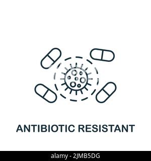 Icona resistente agli antibiotici. Icona di allergia semplice monocromatica per modelli, web design e infografiche Illustrazione Vettoriale