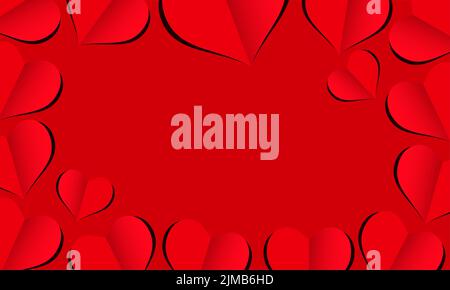 buon giorno di san valentino. carta del cuore tagliata intorno alla cartolina. illustrazione Foto Stock