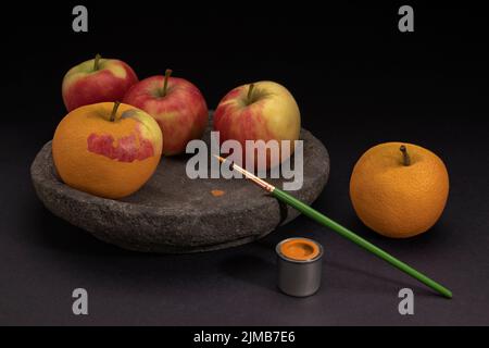 Vita morta surreale di frutta Foto Stock