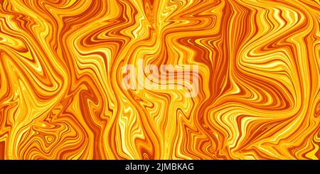 Marmo giallo brillante senza cuciture con vortici psichedelici. Struttura acrilica liquida vettoriale. Flow art. Trippy 70s sfondo tessile. Tie colorante semplice Illustrazione Vettoriale