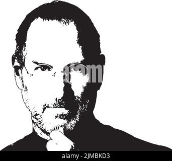 Logo Steve Jobs in bianco e nero Illustrazione Vettoriale