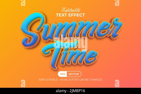 Un rendering 3D di un effetto di testo cartoon blu su sfondo arancione Illustrazione Vettoriale