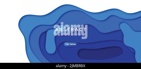 Le forme astratte blu a forma d'onda su sfondo bianco, ideali per il design di poster o volantini Illustrazione Vettoriale