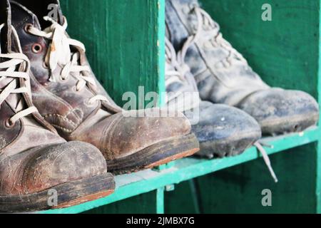 Vecchio stivali militari Foto Stock