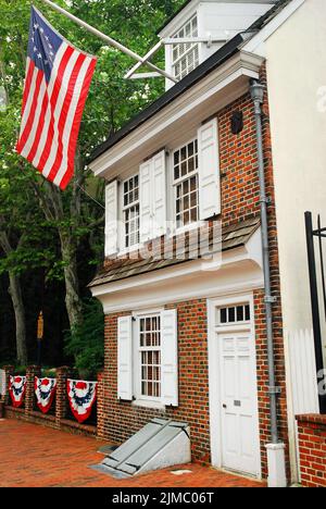 La casa di Betsy Ross, a Filadelfia, si dice sia il luogo dove la prima bandiera americana è stata cucita Foto Stock