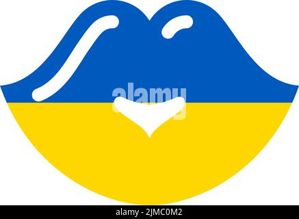 Bandiera dell'Ucraina, labbra di plump. Illustrazione Vettoriale