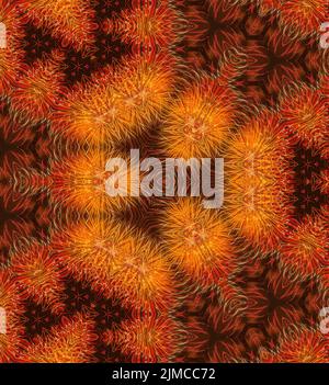 Riflesso astratto di esplosione di fuochi d'artificio colorati nel cielo scuro, Caleidoscopio, Illustrazione Foto Stock