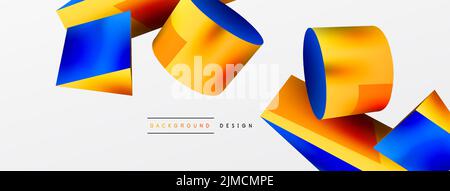 Sfondo astratto del vettore 3D. Forma 3D triangolo e cilindro. Modello trendy techno business per carta da parati, banner, sfondo o atterraggio Illustrazione Vettoriale