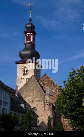 Chiesa di S. Giacomo, Ruedesheim am Rhein, Rheingau, Taunus, Assia, Germania Foto Stock