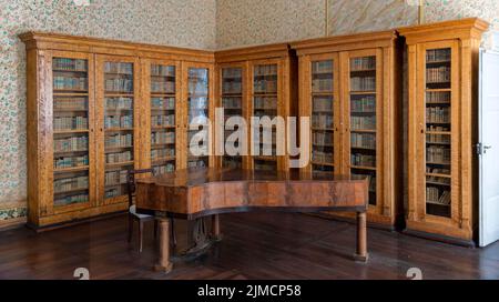 Biblioteca, Monastero di Corvey, Hoexter, Renania settentrionale-Vestfalia, Germania Foto Stock