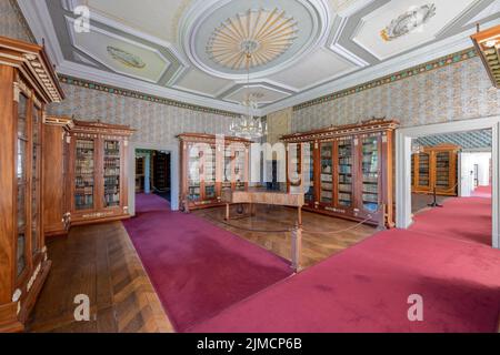 Biblioteca, Monastero di Corvey, Hoexter, Renania settentrionale-Vestfalia, Germania Foto Stock