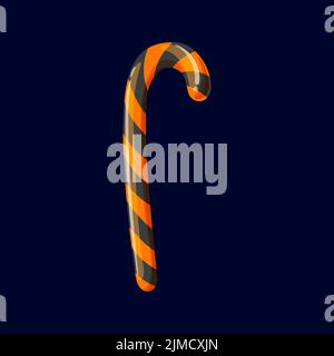 A righe dolce di Natale isolato cartone animato caramella icona di canna. Vettore menta peperita striato caramella canna Halloween trucco o trattare snack alimentari. Bastone Candycane, s Illustrazione Vettoriale