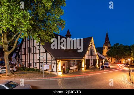 Museo del vino nella vecchia stampa del vino nel distretto di Stoccarda-Uhlbach, Stoccarda, Baden-Wuerttemberg, Germania Foto Stock