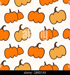 Modello senza cuciture con zucche colorate e carine Illustrazione Vettoriale
