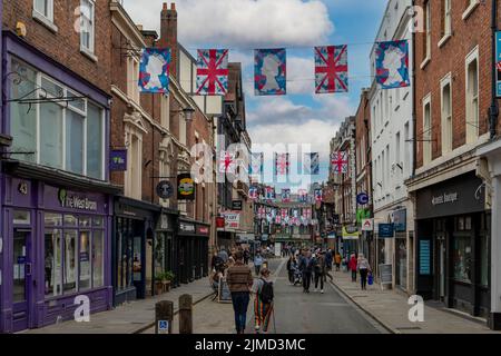 High Street, Shrewsbury, Shropshire, Inghilterra Foto Stock