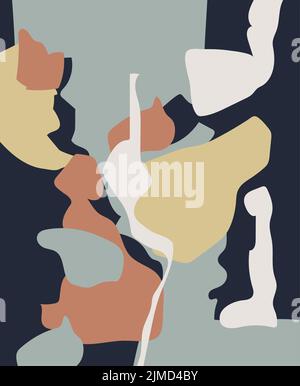 Arte da parete, sfondo artistico astratto minimalista. Design astratto. Varie forme. Grafica vettoriale isolata di arte moderna. Cornici geometriche minimalistiche. Bo Illustrazione Vettoriale