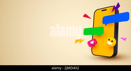 Telefono con bolle di messaggi. Concetto di comunicazione e social networking. Illustrazione vettoriale Illustrazione Vettoriale
