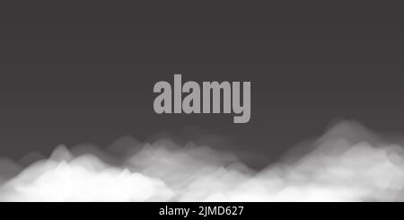 rappresentazione vettoriale realistica di nebbia o nuvole, sfondo bianco e nero Illustrazione Vettoriale