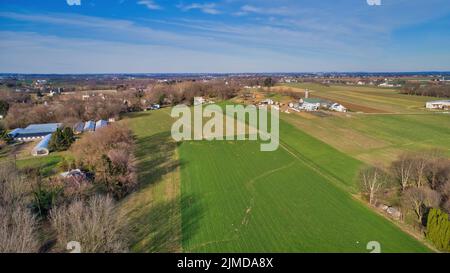 Vista aerea della campagna della Pennsylvania in prima mattina Foto Stock