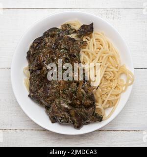 Pasta con funghi Foto Stock
