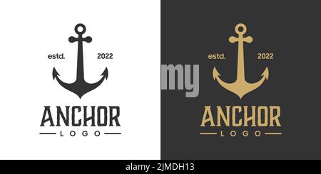 Una semplice illustrazione dell'idea del logo di ancoraggio in due diversi modi colorati. Illustrazione Vettoriale
