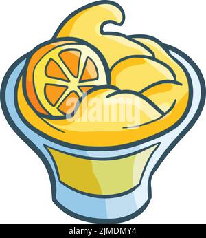 Un vettore di un gelato al limone in un bicchiere con fondo bianco Illustrazione Vettoriale