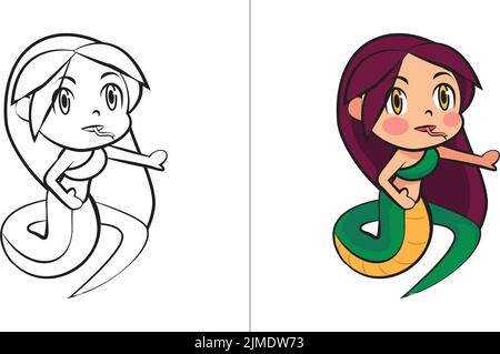 Un'illustrazione della ragazza del serpente del cartone animato Illustrazione Vettoriale