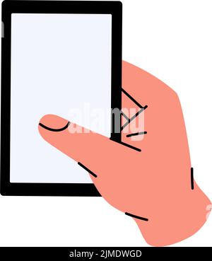 Telefono cellulare portatile. Smartphone con schermo bianco vuoto. Mano che tiene uno smartphone. Illustrazione vettoriale Illustrazione Vettoriale
