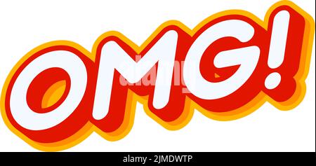 OMG 3D effetto frase scritta isolato su bianco colorato effetto testo vettore disegno. Testo o iscrizioni in inglese. Il design moderno e creativo Illustrazione Vettoriale