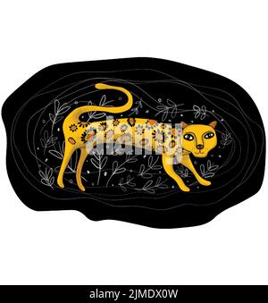 Un vettore di un leopardo digitale disegnato a mano Illustrazione Vettoriale