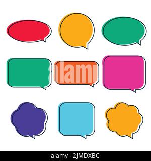 Set di bolle vocali colorate piatte. Illustrazione Vettoriale