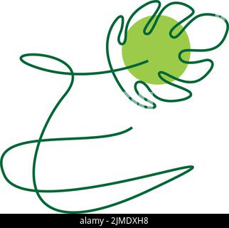Monstera pianta che forma la lettera icona disegno modello di illustrazione Illustrazione Vettoriale