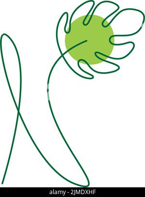 Monstera pianta che forma la lettera icona disegno modello di illustrazione Illustrazione Vettoriale