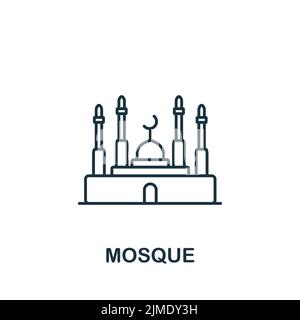 Icona della moschea. Icona semplice monocromatica per modelli, web design e infografiche Illustrazione Vettoriale