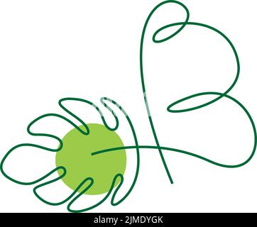 Monstera pianta che forma la lettera icona disegno modello di illustrazione Illustrazione Vettoriale