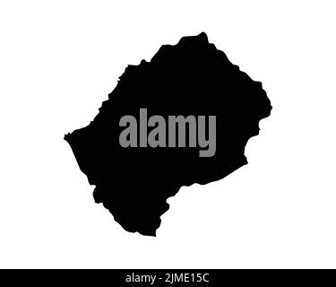 Mappa del Lesotho. Mappa del Paese di Mosotho. Basotho bianco e nero National Nation Outline Geografia Border Boundary Shape territorio Vector Illustration EPS Cl Illustrazione Vettoriale