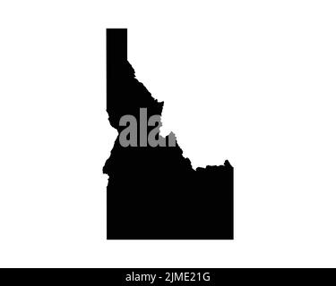 Idaho US Map. ID USA state Map. Bianco e nero Idahoan state Border Boundary Line Outline Outline Geography Territory Shape Vector Illustration EPS clipart Illustrazione Vettoriale