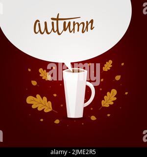 Vettore carino illustrazione autunnale con tazza bevanda calda Illustrazione Vettoriale