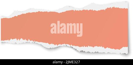 Pezzo di carta rosso strappato. Bordo strappato realistico Illustrazione Vettoriale