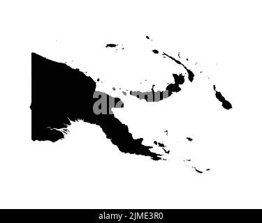 Papua Nuova Guinea Mappa. Papua Nuova Guineana Mappa del Paese. Bianco e nero PNG National Nation Geography Outline Border Boundary Territory Shape Vector Illu Illustrazione Vettoriale