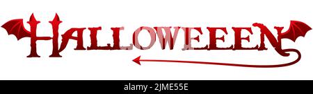 Halloween parola arte in stile diavolo, lettera vettoriale. Illustrazione Vettoriale