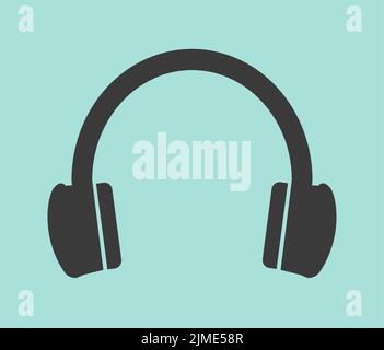 Cuffie minime icona dispositivo musicale illustrazione Illustrazione Vettoriale