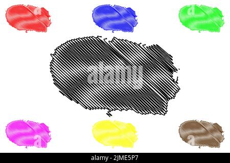 Isola di Terceira (arcipelago delle Azzorre, Portogallo, Repubblica portoghese) mappa illustrazione vettoriale, schizza mappa Ilha da Terceira Illustrazione Vettoriale
