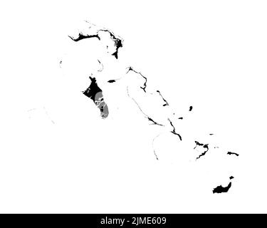 Mappa delle Bahamas. Bahamas Country Map. Bianco e nero contorno nazionale contorno contorno contorno contorno contorno contorno forma geografia territorio EPS disegno grafico clipart Illustrazione Vettoriale