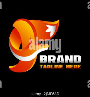 Logo Modern Letter F fox. Illustrazione vettoriale Illustrazione Vettoriale