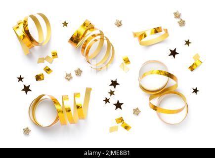 Ricci d'oro serpentine e Golden Stars isolato Foto Stock