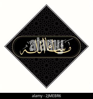 Masha Allah Design calligrafico arabo la traduzione in inglese sarà possibile 'come Allah ha voluto' Illustrazione Vettoriale