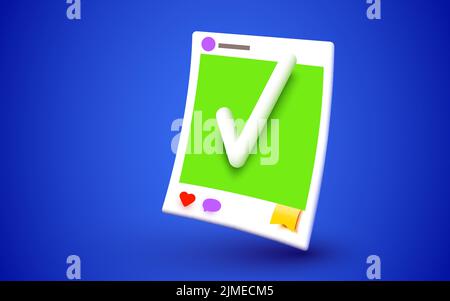 Cornice fotografica per social media con segno di spunta. Illustrazione vettoriale Illustrazione Vettoriale