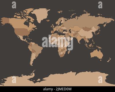 Mappa mondo bordo liscio vuoto semplificato Illustrazione Vettoriale