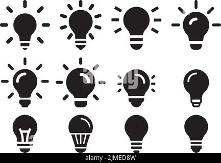 Illustrazione vettoriale delle icone delle lampadine isolate su sfondo bianco Illustrazione Vettoriale